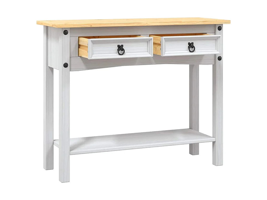 Table console Gamme Corona Pin mexicain Blanc 90x34,5x73 cm
