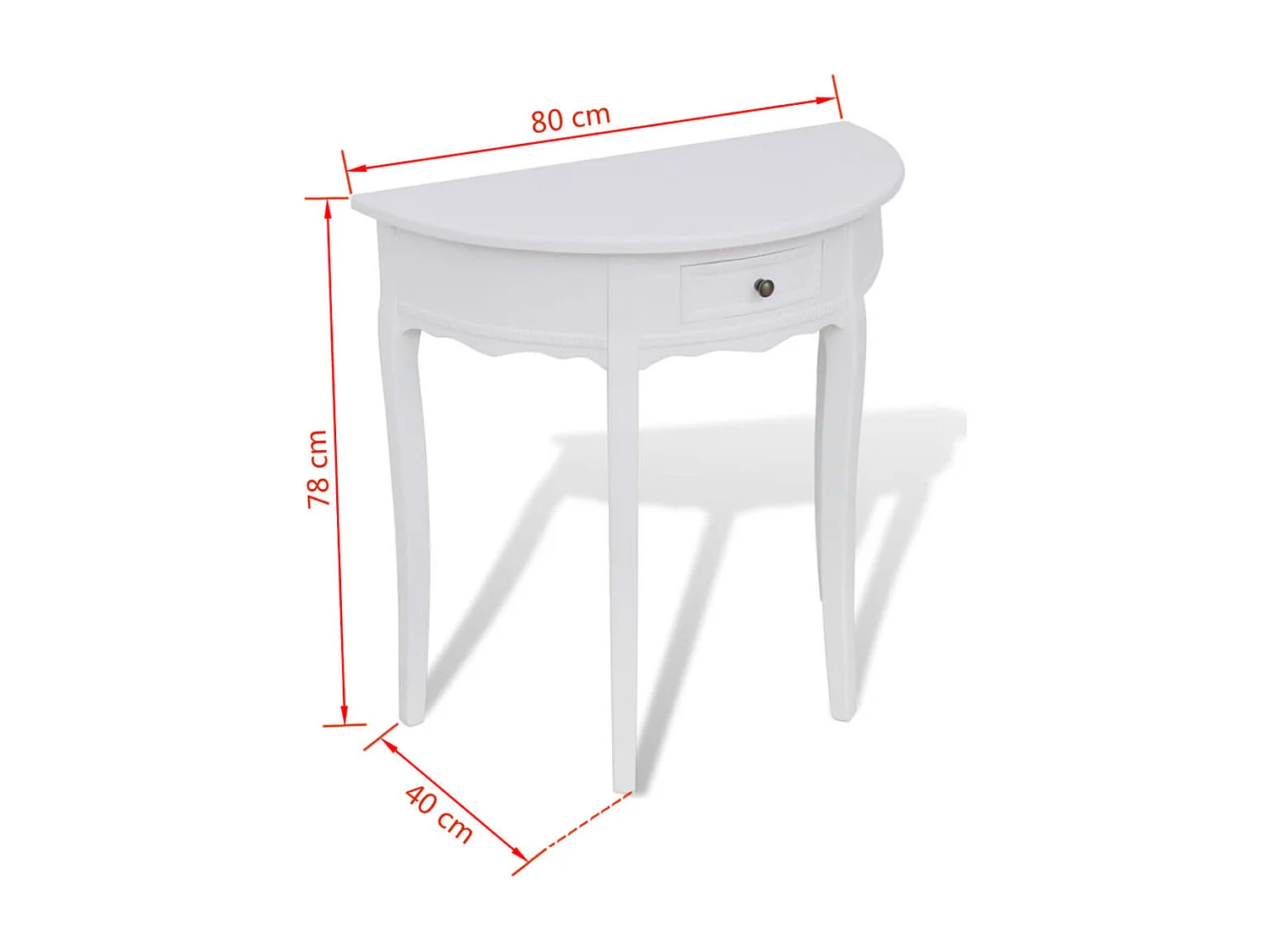 Table console avec tiroir Demi-ronde Blanc