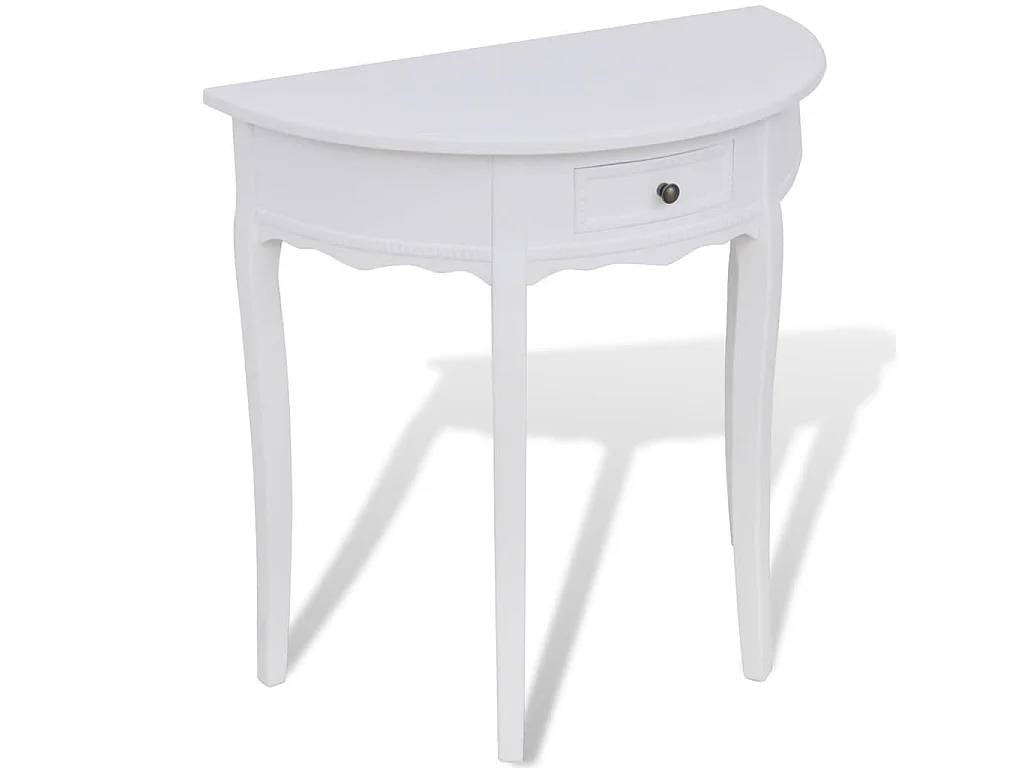 Table console avec tiroir Demi-ronde Blanc