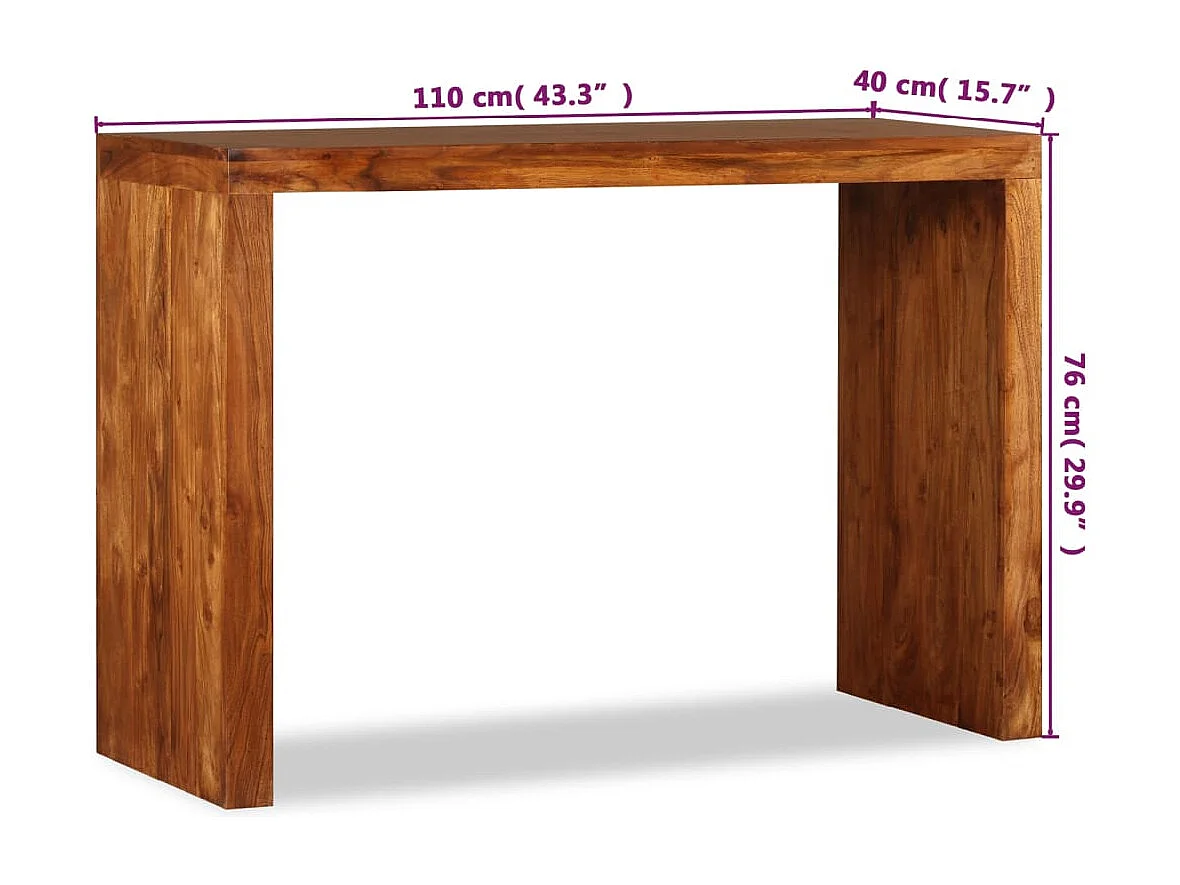 Konsolentisch Massivholz mit Honigfarbener Politur 110x40x76 cm