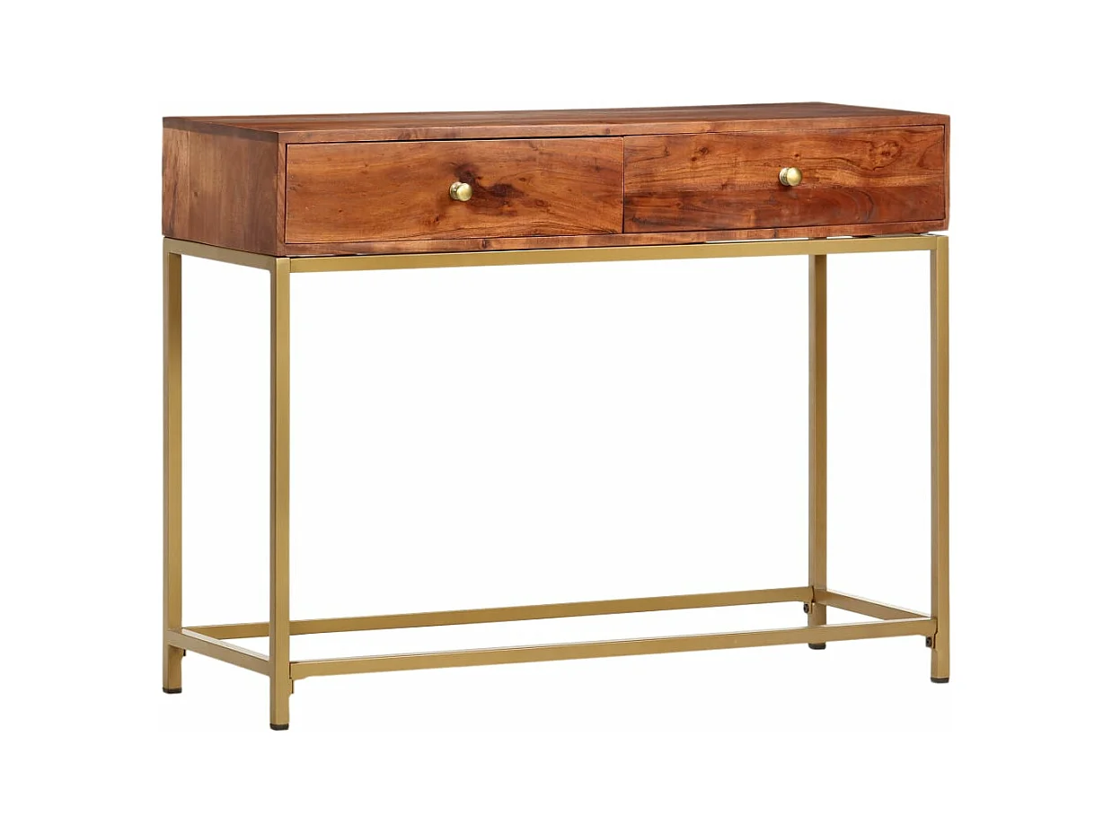 Mesa consola de madera maciza de acacia 100x35x76 cm