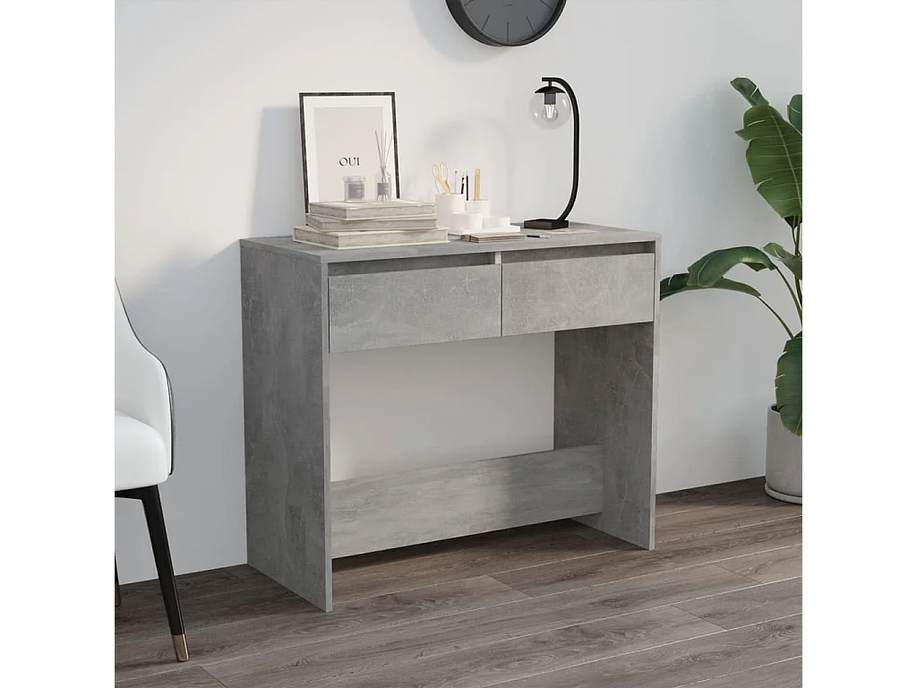 Table console gris béton 89x41x76,5 cm bois d'ingénierie
