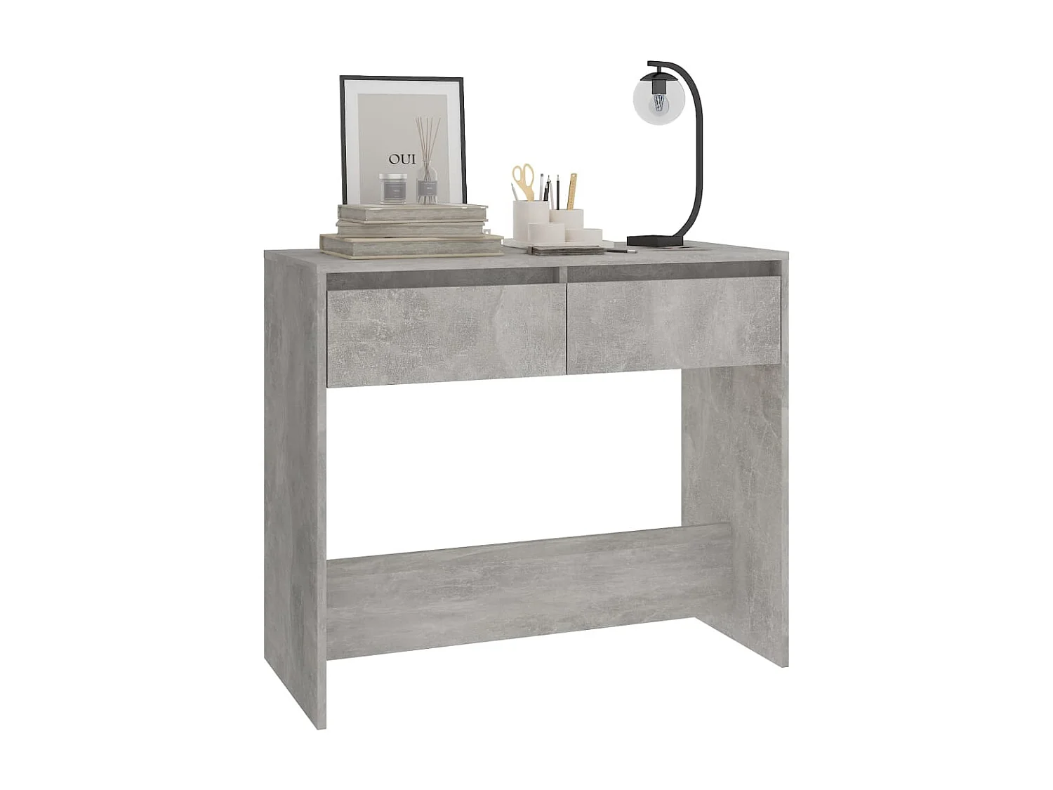 Table console gris béton 89x41x76,5 cm bois d'ingénierie