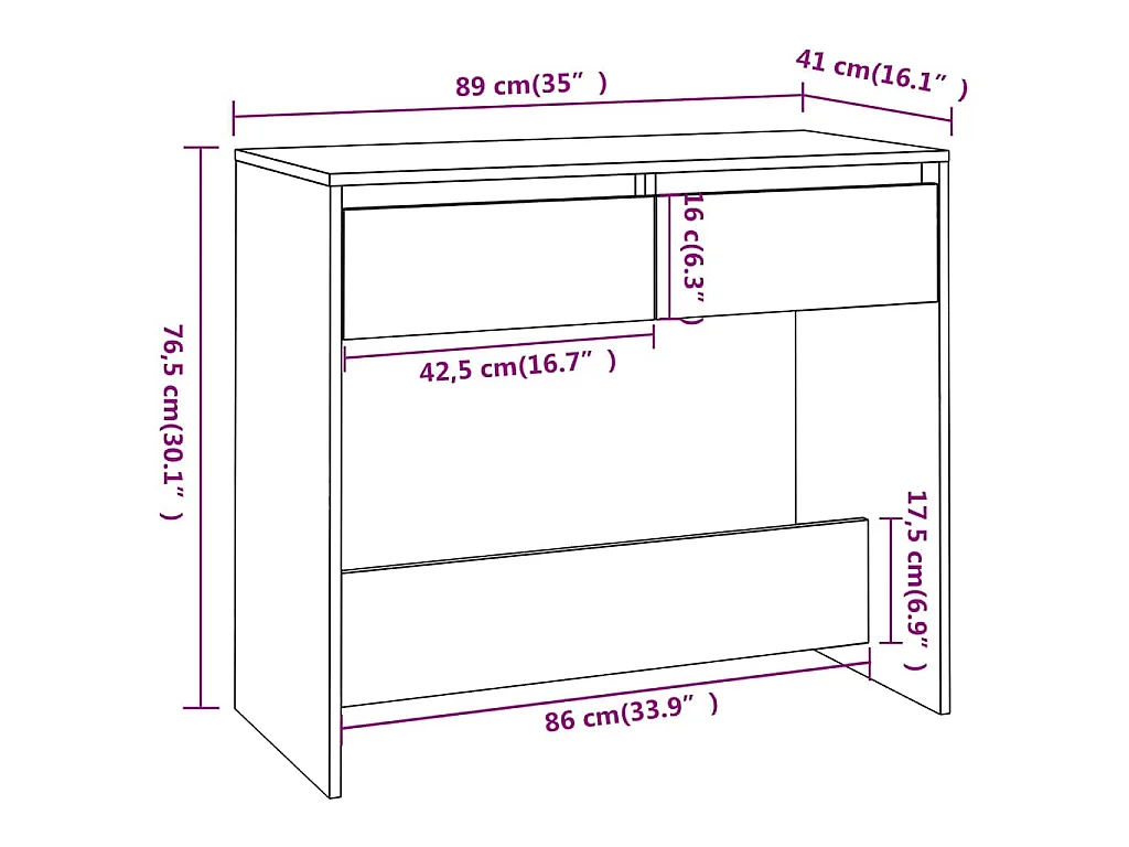 Table console gris béton 89x41x76,5 cm bois d'ingénierie