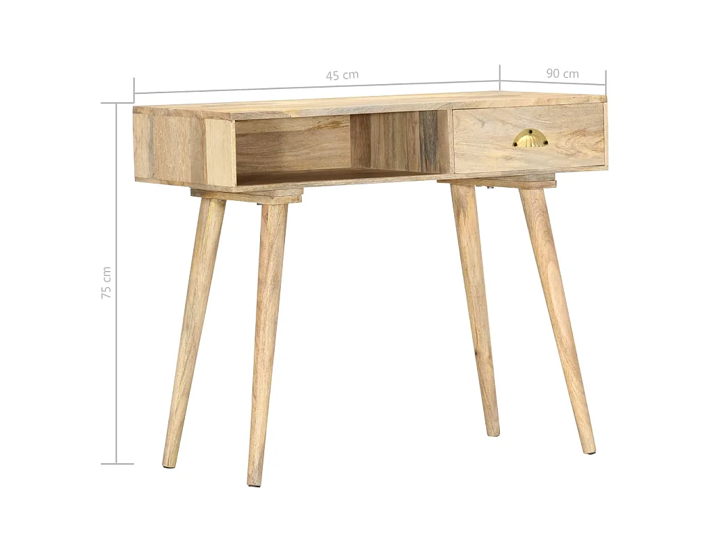 Tavolo Consolle 90x45x75 cm in Legno Massello di Mango