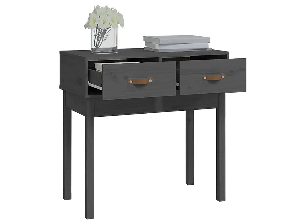 Table console Gris 76,5x40x75 cm Bois massif de pin
