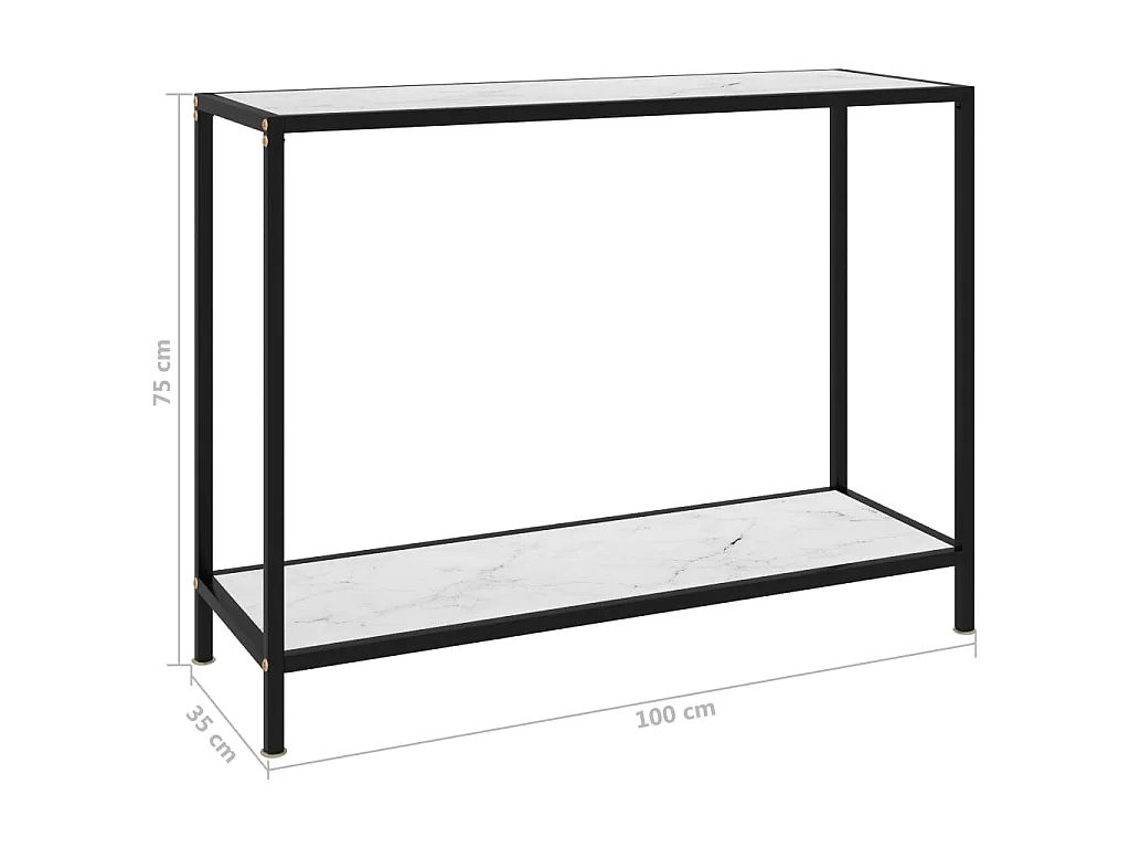 Mesa de consola blanco vidrio templado 100x35x75 cm