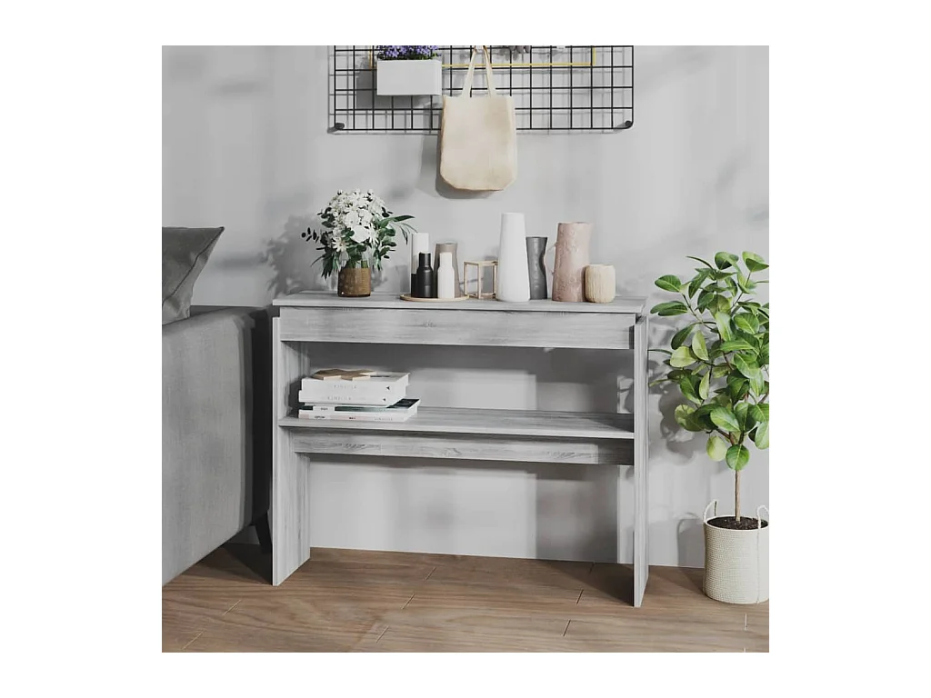 Wandtafel 102x30x80 cm bewerkt hout grijs sonoma eikenkleurig