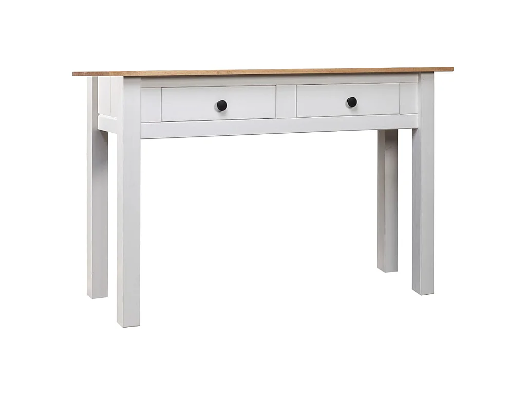Tavolo Consolle Bianco 110x40x72 cm Legno Massello Pino Panama