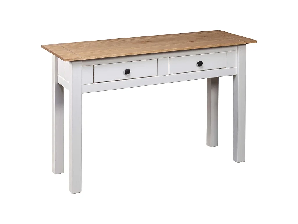 Tavolo Consolle Bianco 110x40x72 cm Legno Massello Pino Panama