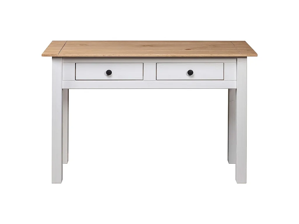 Tavolo Consolle Bianco 110x40x72 cm Legno Massello Pino Panama