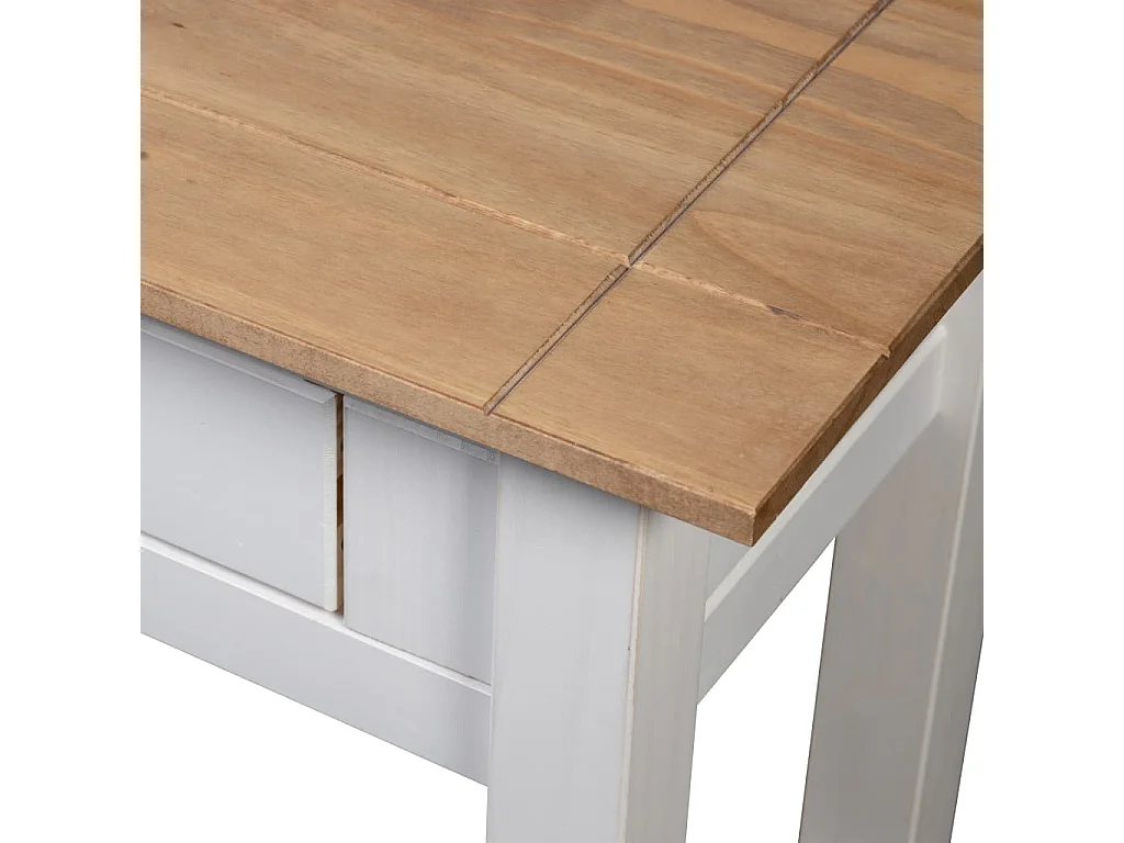 Tavolo Consolle Bianco 110x40x72 cm Legno Massello Pino Panama
