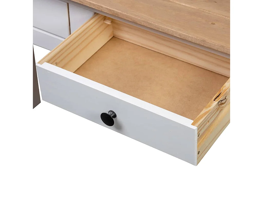 Tavolo Consolle Bianco 110x40x72 cm Legno Massello Pino Panama