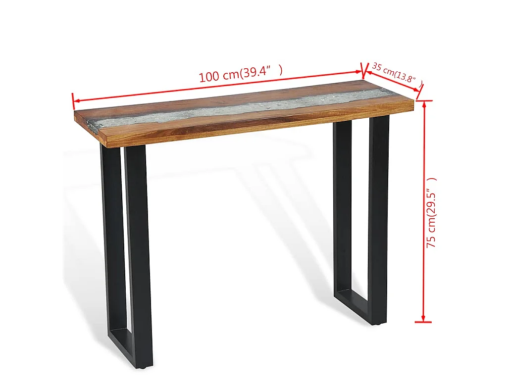 Table console Teck 100 x 35 x 75 cm