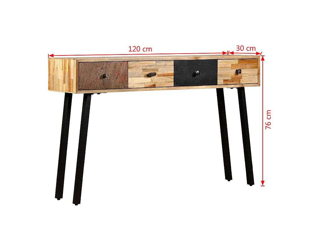 Mesa consola de teca maciza reciclada 120x30x76 cm