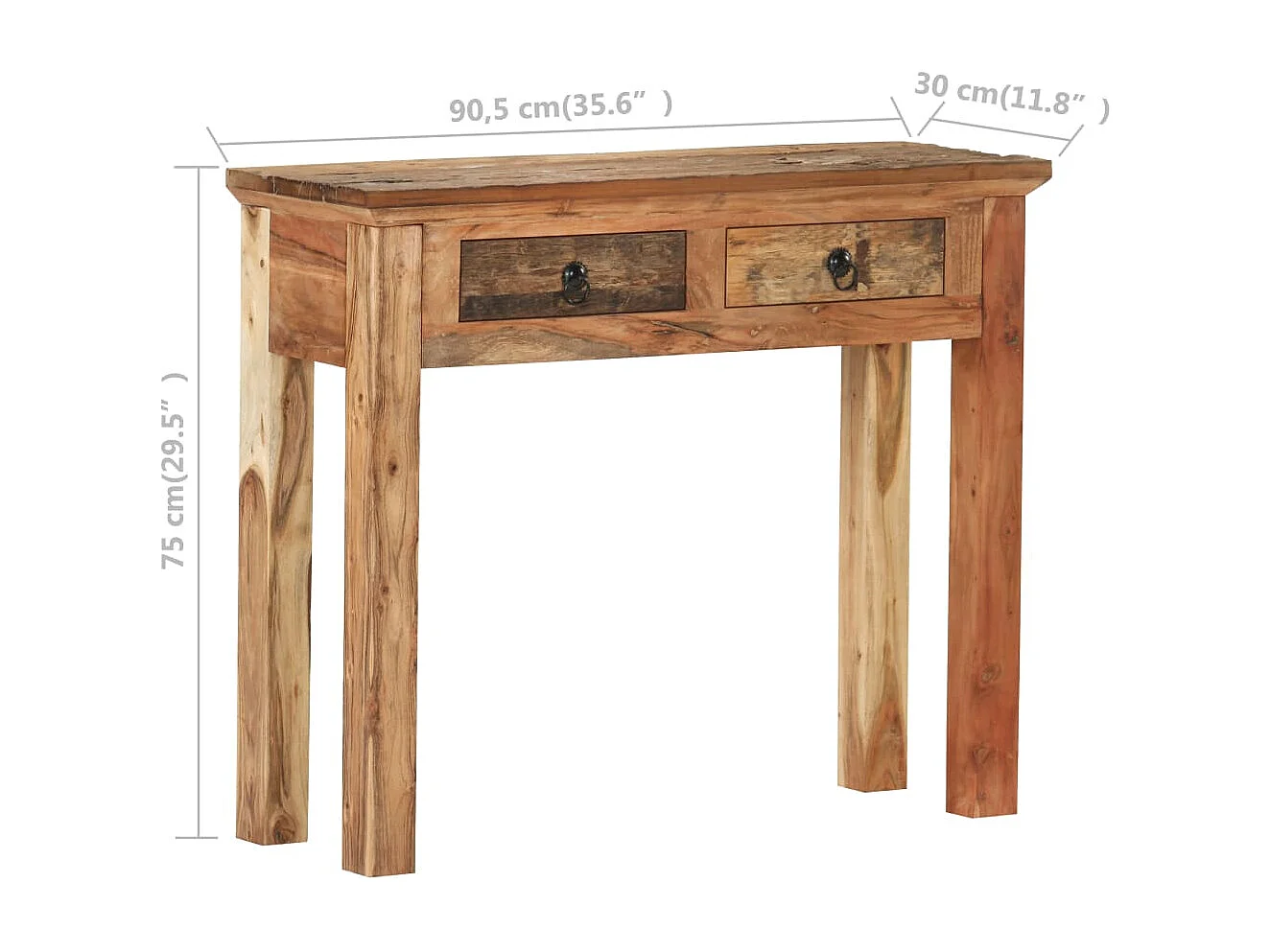 Konsolentisch 90,5x30x75 cm Akazie und Recyceltes Massivholz