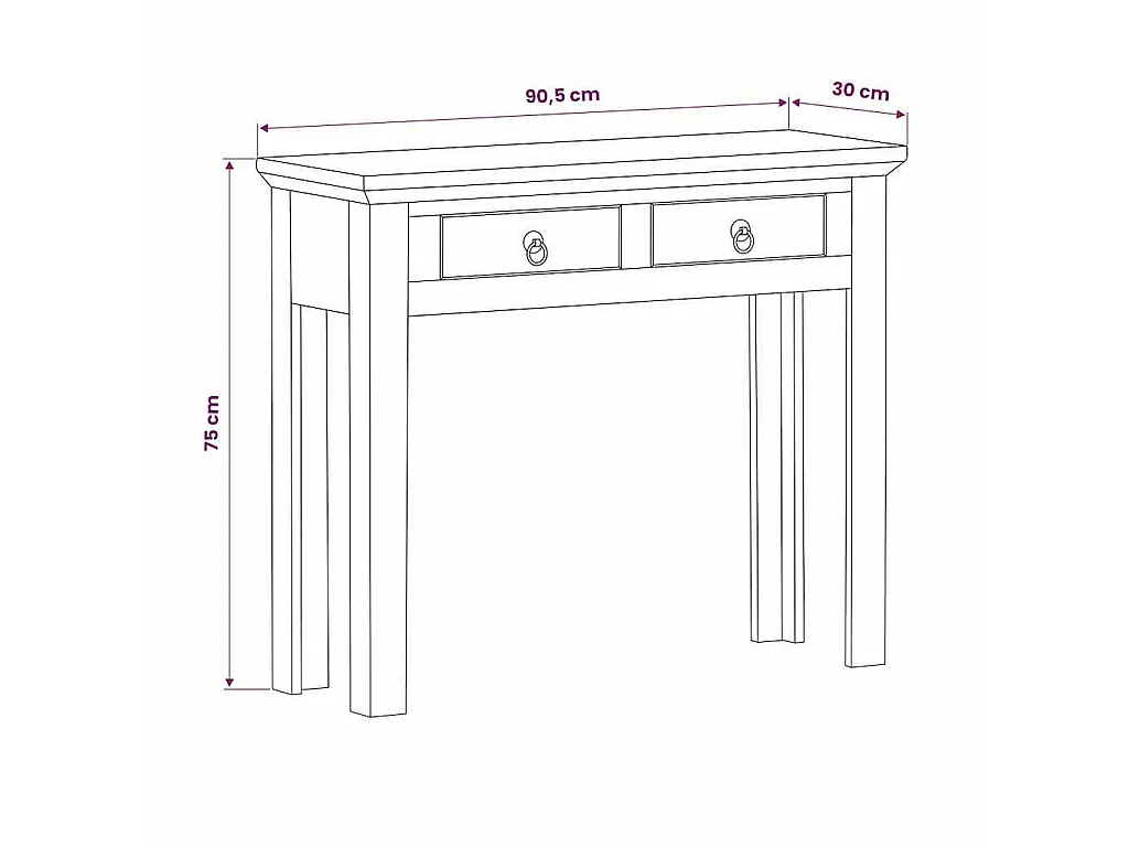 Tavolo Consolle 90,5x30x75cm in Legno di Acacia e di Recupero