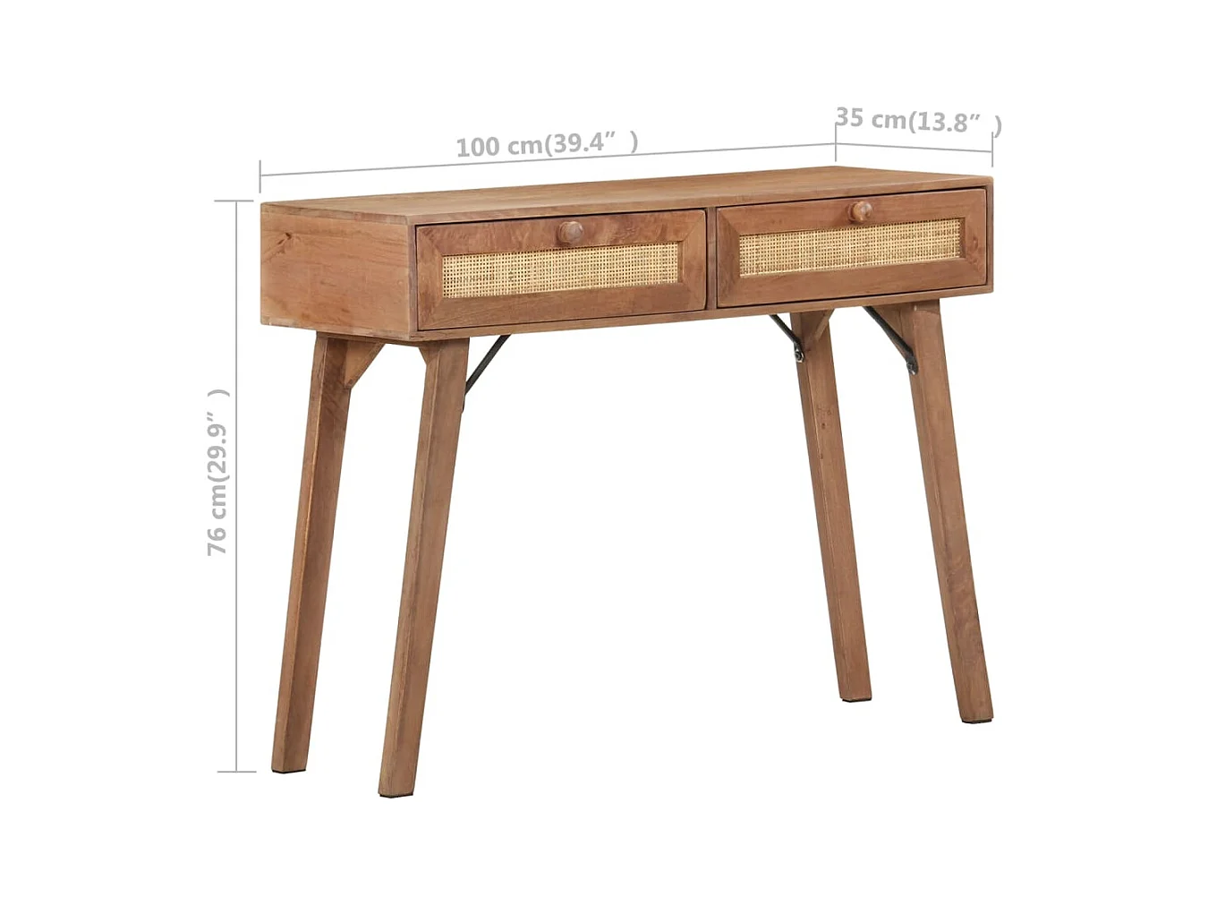 Konsolentisch 100x35x76 cm Mango Massivholz