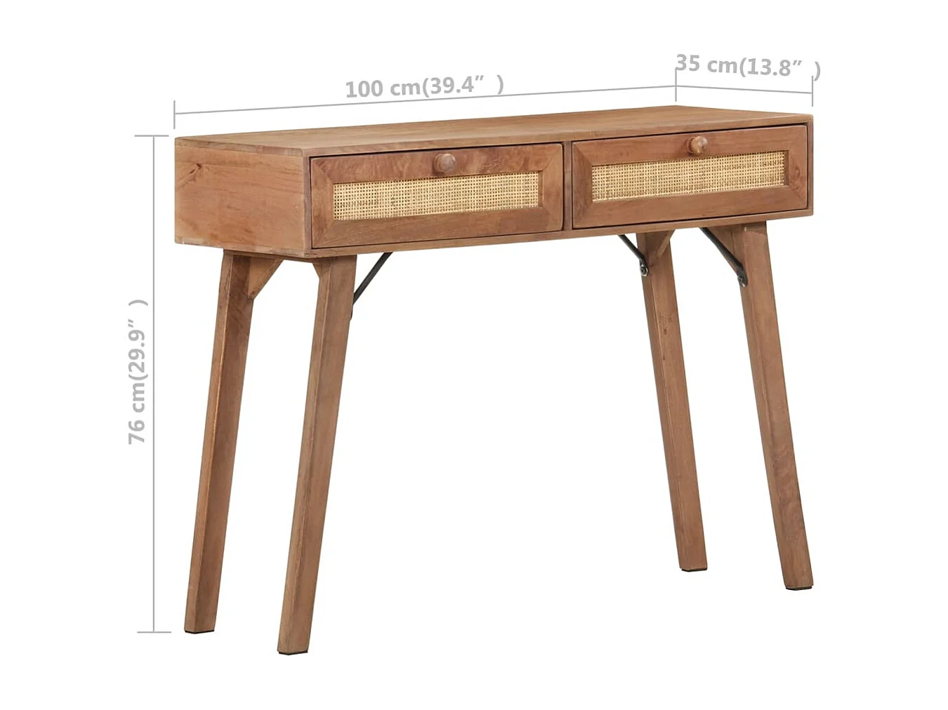 Wandtafel 100x35x76 cm massief mangohout