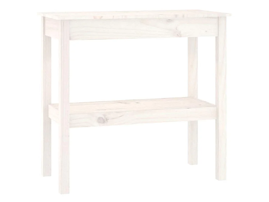 Mesa consola de madera maciza de pino blanco 80x40x75 cm