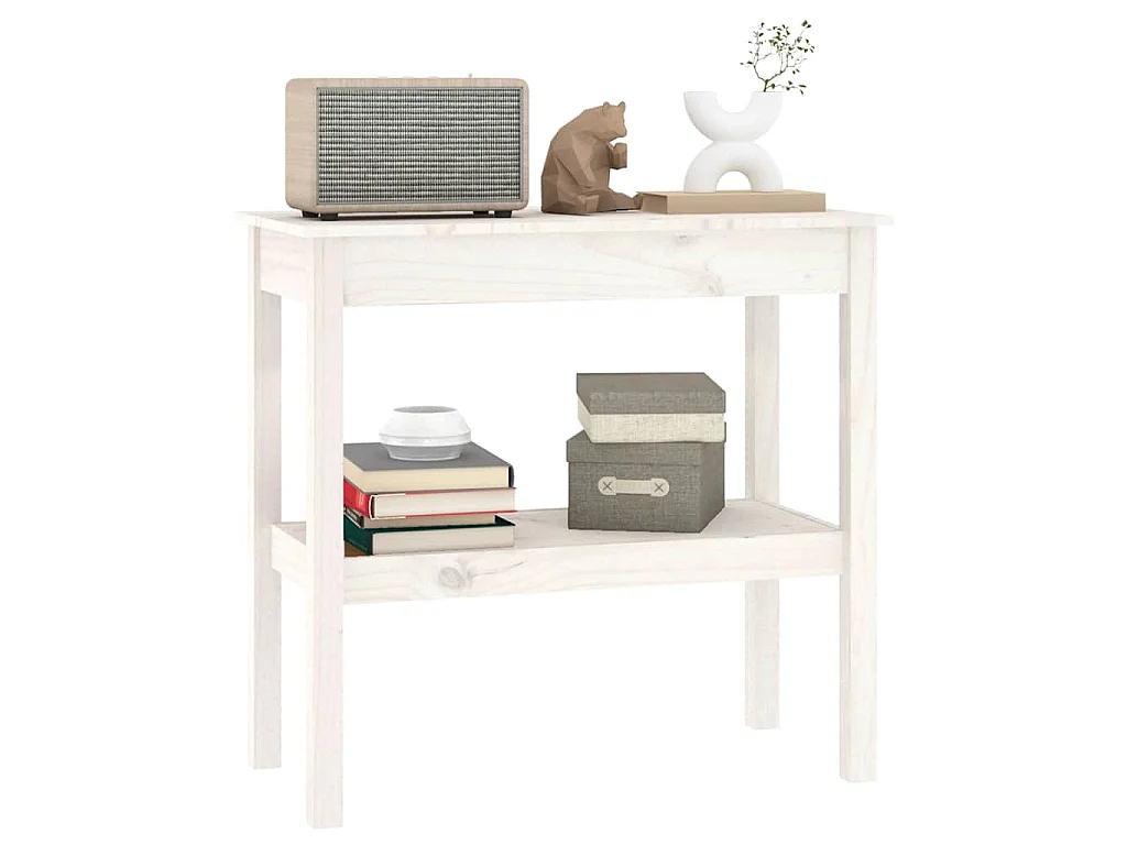 Mesa consola de madera maciza de pino blanco 80x40x75 cm