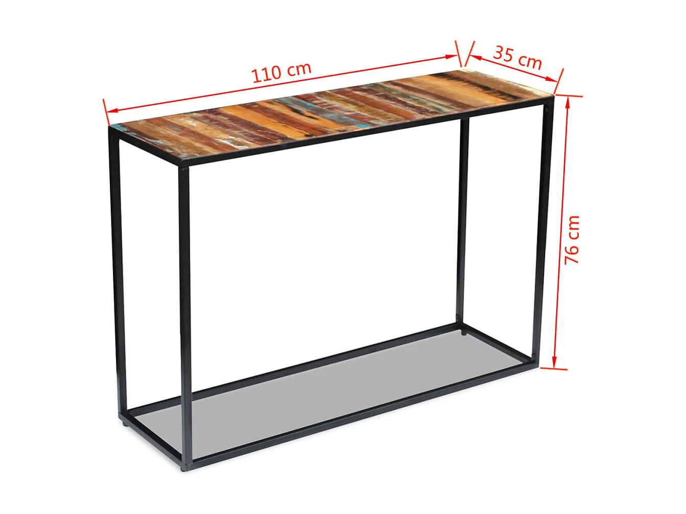 Wandtafel 110x35x76 cm massief gerecycled hout