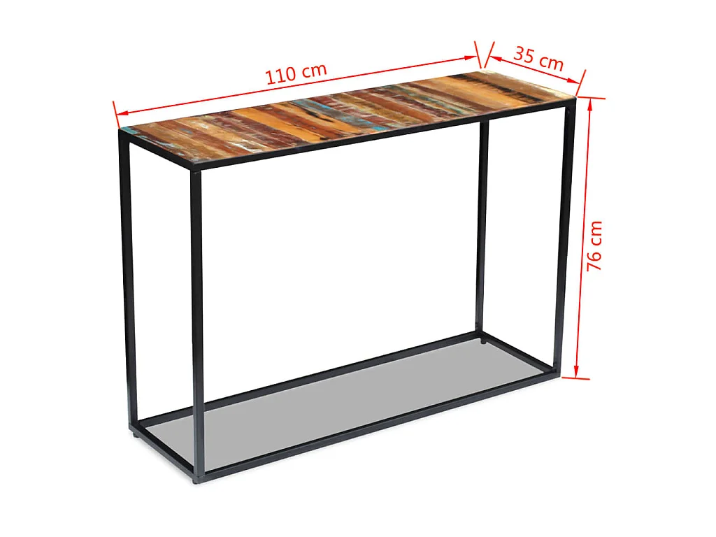 Mesa consola de madera maciza reciclada 110x35x76 cm