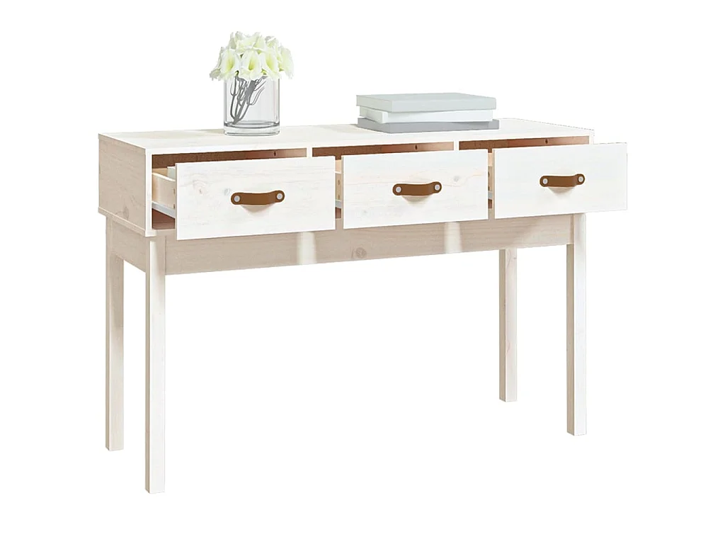 Konsolentisch Weiß 114x40x75 cm Massivholz Kiefer