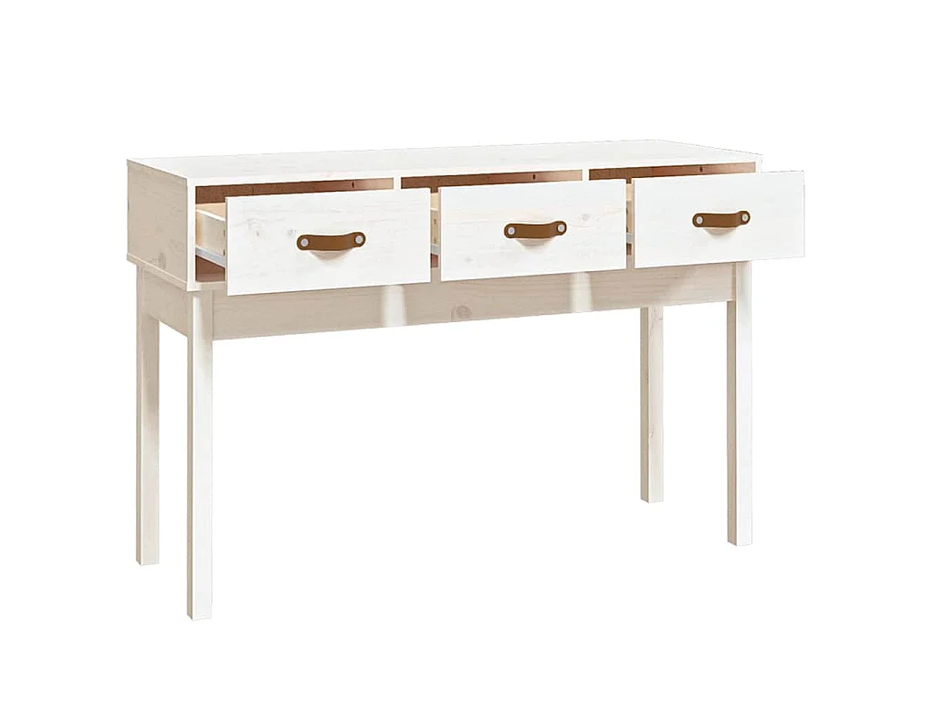 Table console Blanc 114x40x75 cm Bois massif de pin