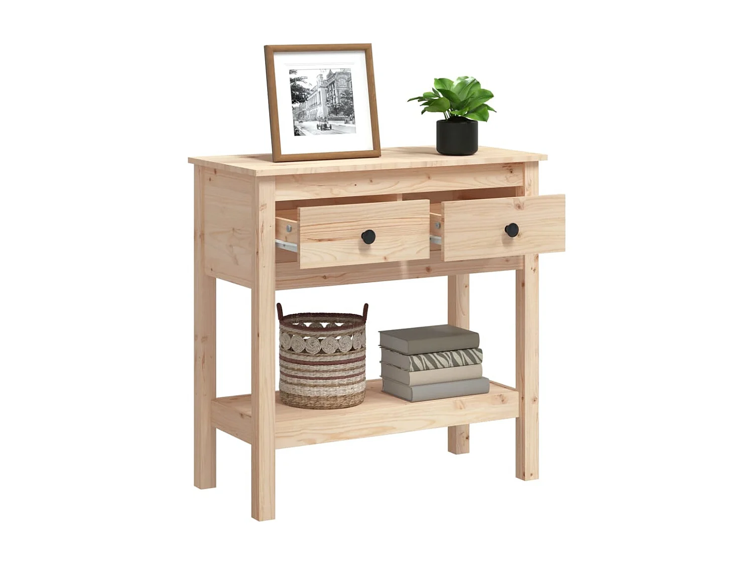 Mesa consola 75x35x75 cm madeira de pinho maciço