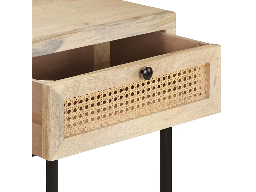 Mesa consola madera maciza de mango y caña natural 100x35x76 cm