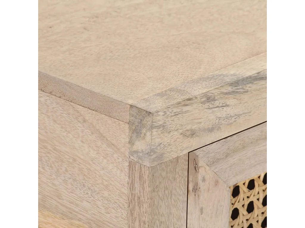 Table console 100x35x76 cm Bois de manguier et canne naturelle