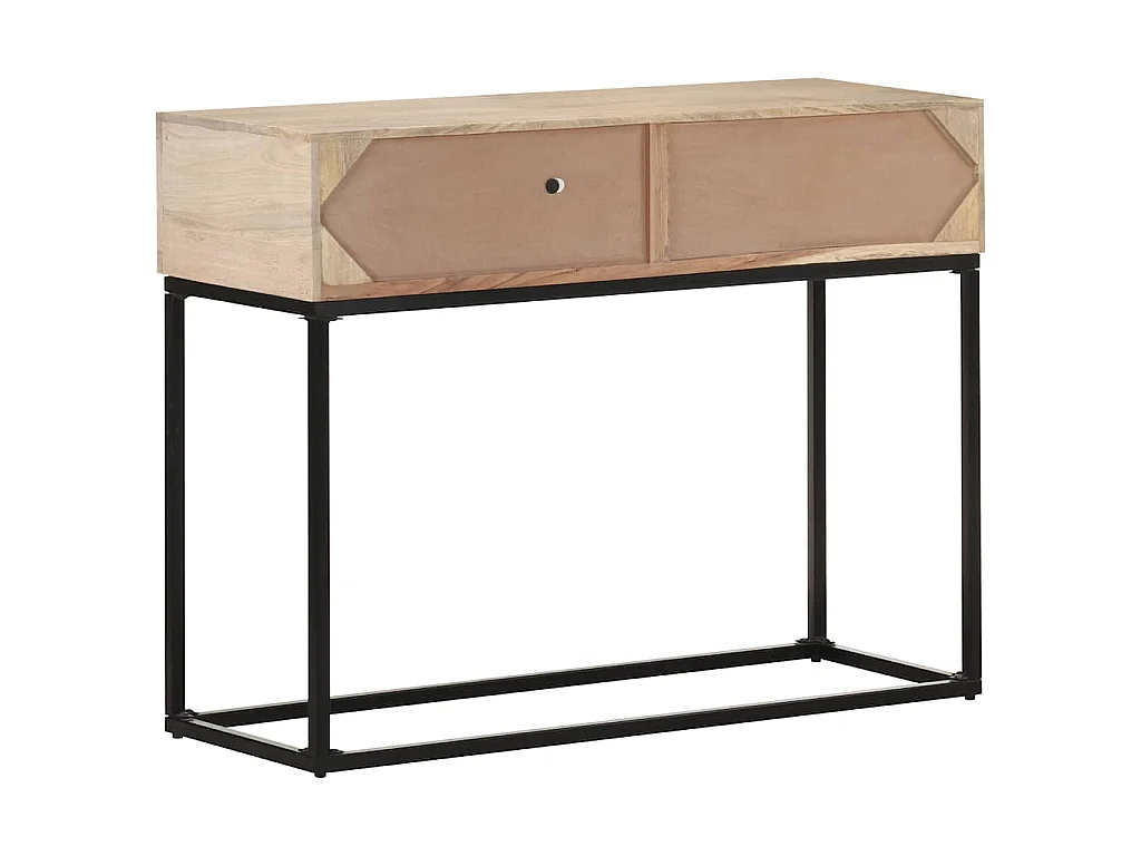 Table console 100x35x76 cm Bois de manguier et canne naturelle