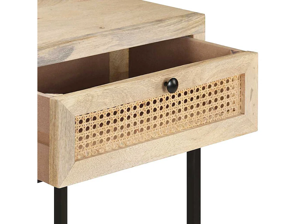 Table console 100x35x76 cm Bois de manguier et canne naturelle