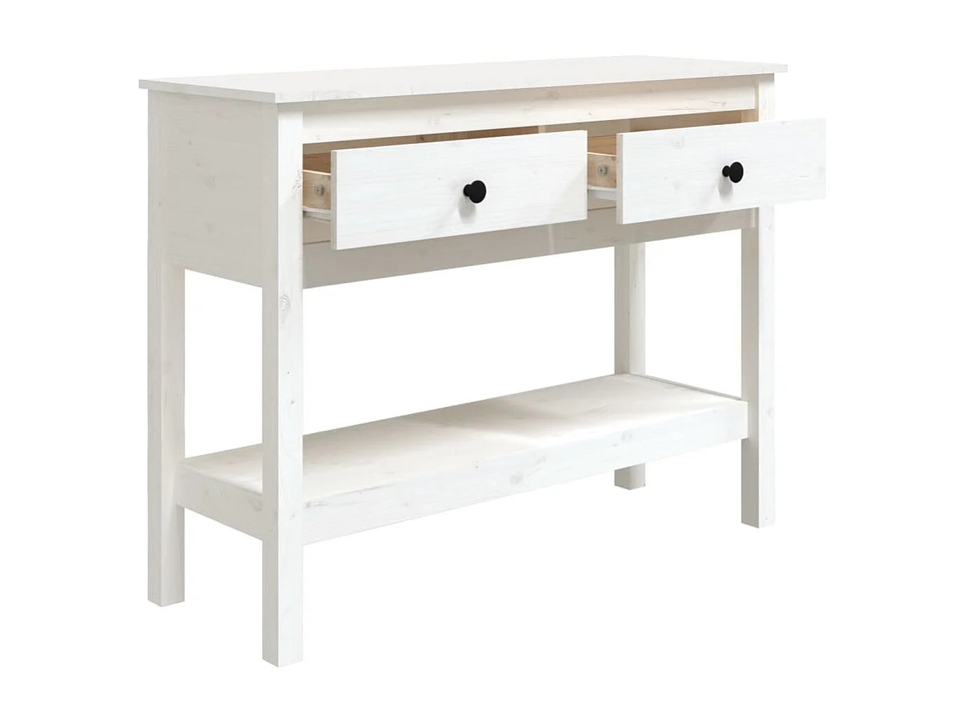 Mesa consola de madera maciza de pino blanco 100x35x75 cm
