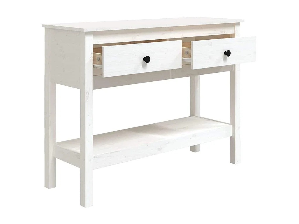 Table console Blanc 100x35x75 cm Bois massif de pin
