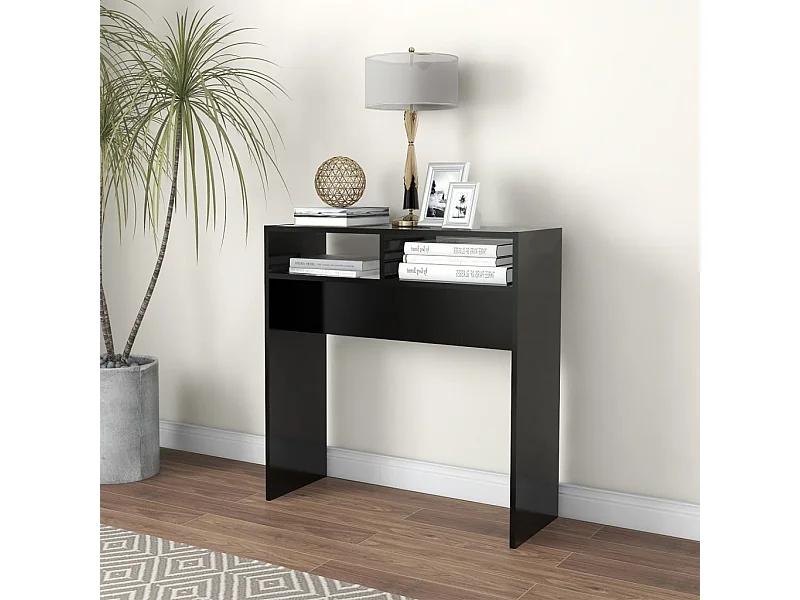 Tavolino Consolle Nero 78x30x80 cm in Legno Multistrato