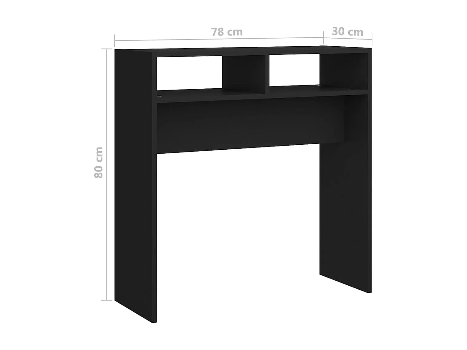 Table console noir 78x30x80 cm bois d'ingénierie