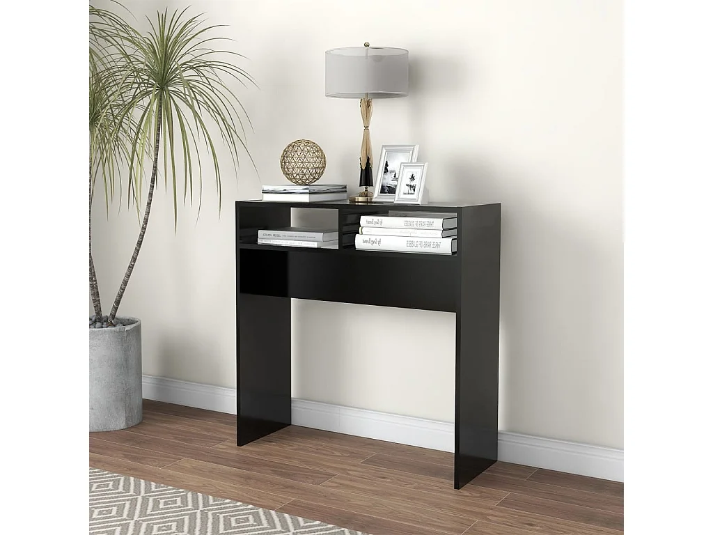 Table console noir 78x30x80 cm bois d'ingénierie
