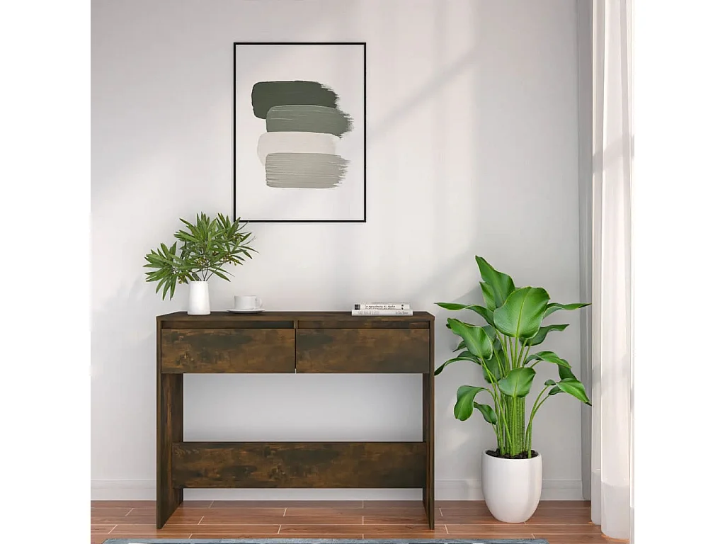 Mesa consola 100x35x76,5cm derivados de madeira carvalho fumado