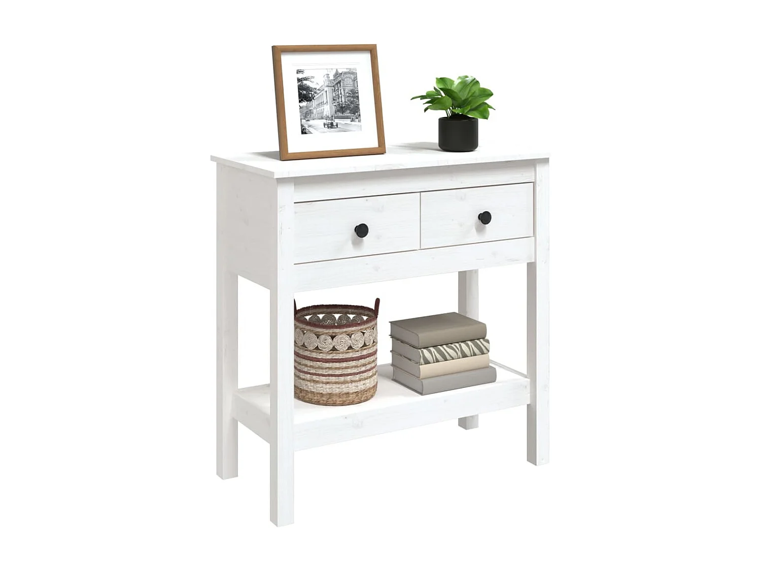 Table console Blanc 75x35x75 cm Bois massif de pin