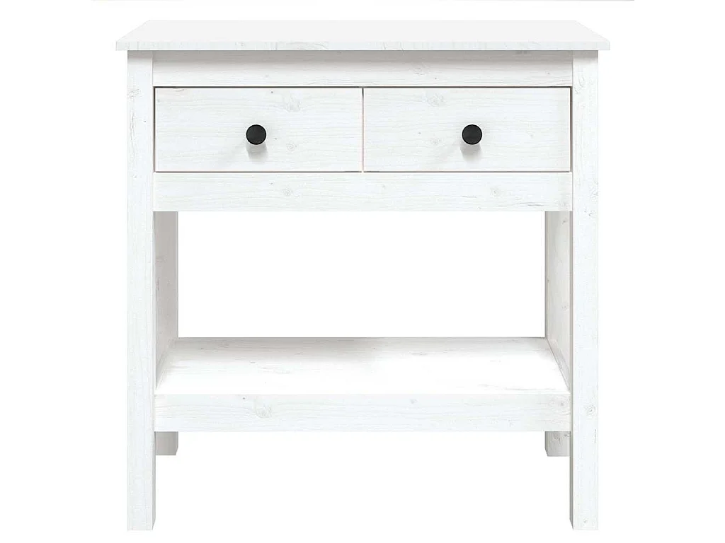 Mesa consola de madera maciza de pino blanco 75x35x75 cm