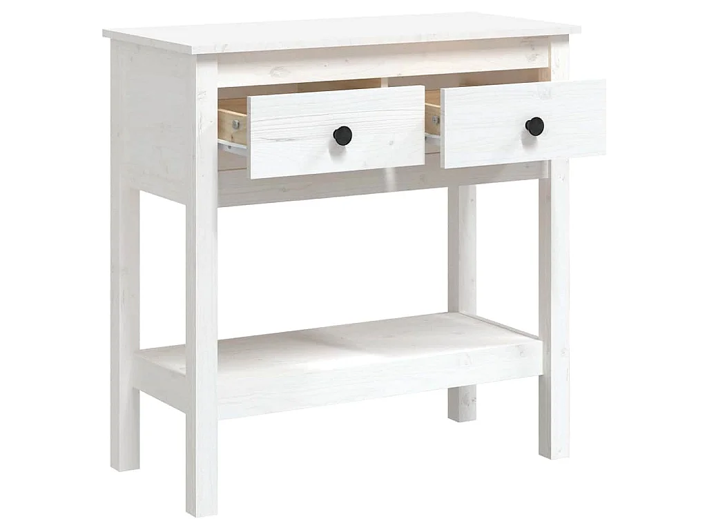 Mesa consola de madera maciza de pino blanco 75x35x75 cm