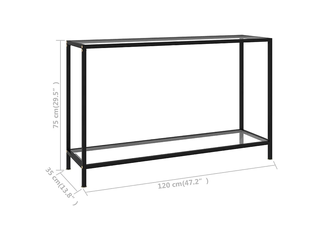 Wandtafel 120x35x75 cm gehard glas transparant