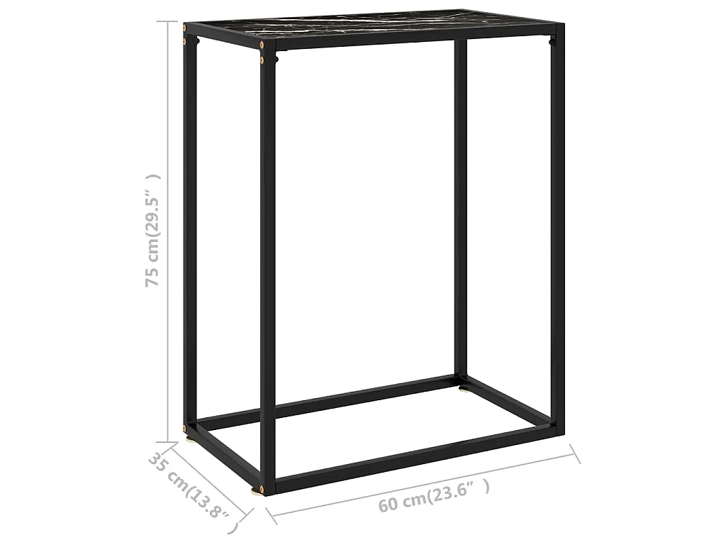 Wandtafel 60x35x75 cm gehard glas zwart