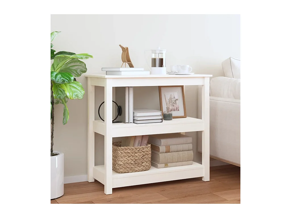Table console Blanc 80x40x74 cm Bois massif de pin