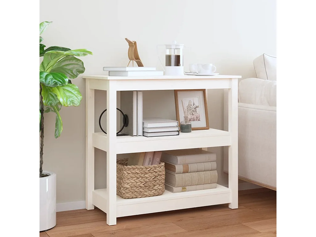 Table console Blanc 80x40x74 cm Bois massif de pin