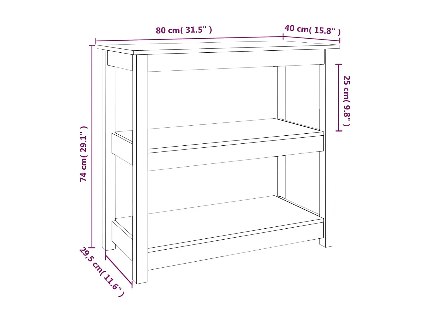 Table console Blanc 80x40x74 cm Bois massif de pin