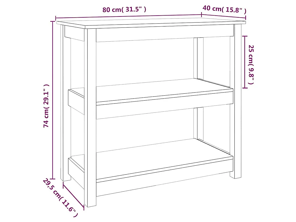 Table console Blanc 80x40x74 cm Bois massif de pin