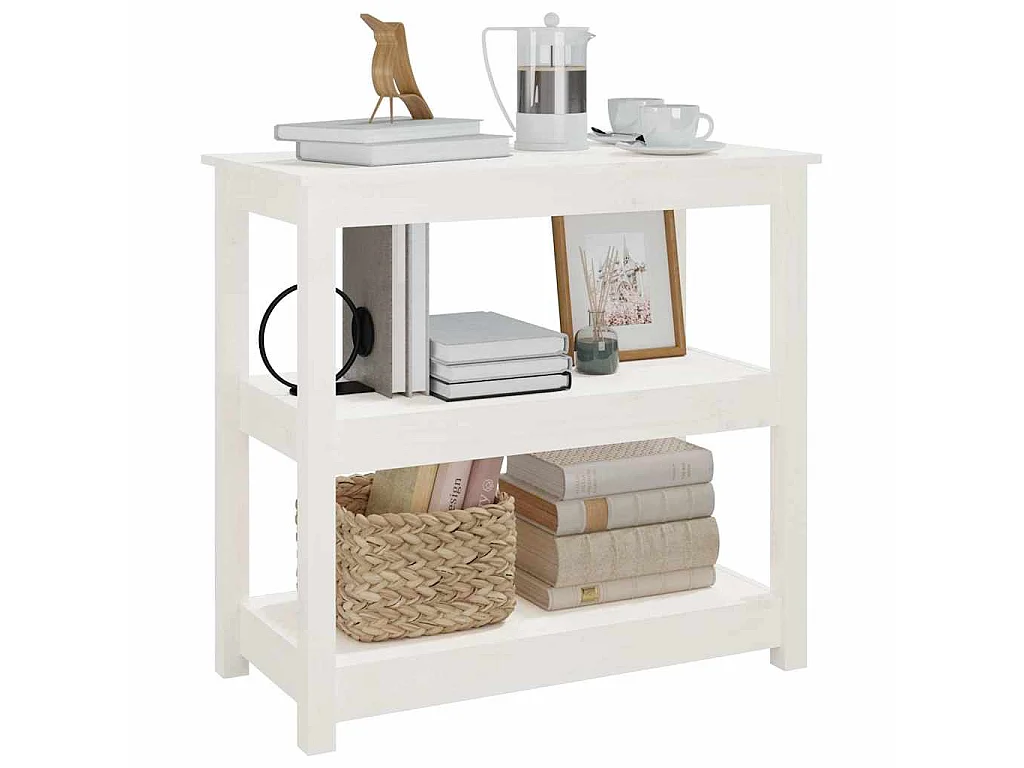 Table console Blanc 80x40x74 cm Bois massif de pin